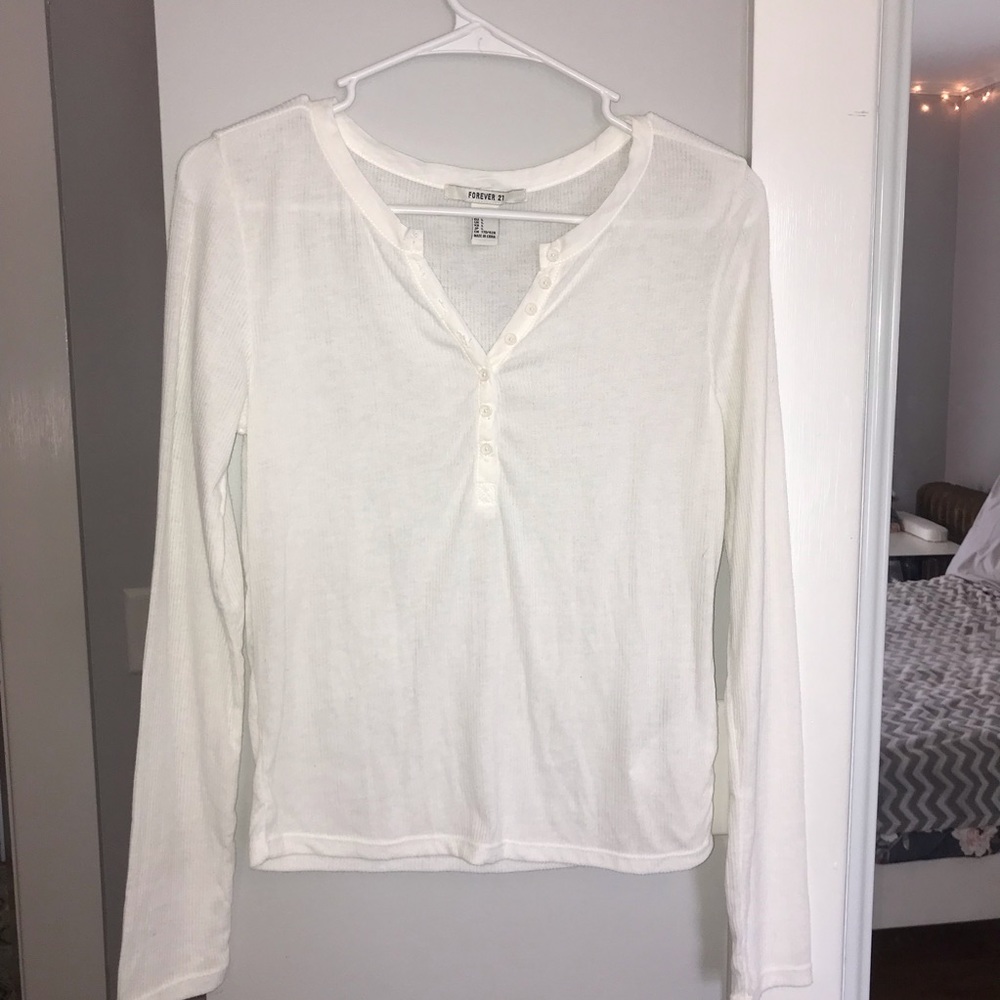 White Long-Sleeved Shirt with Buttons